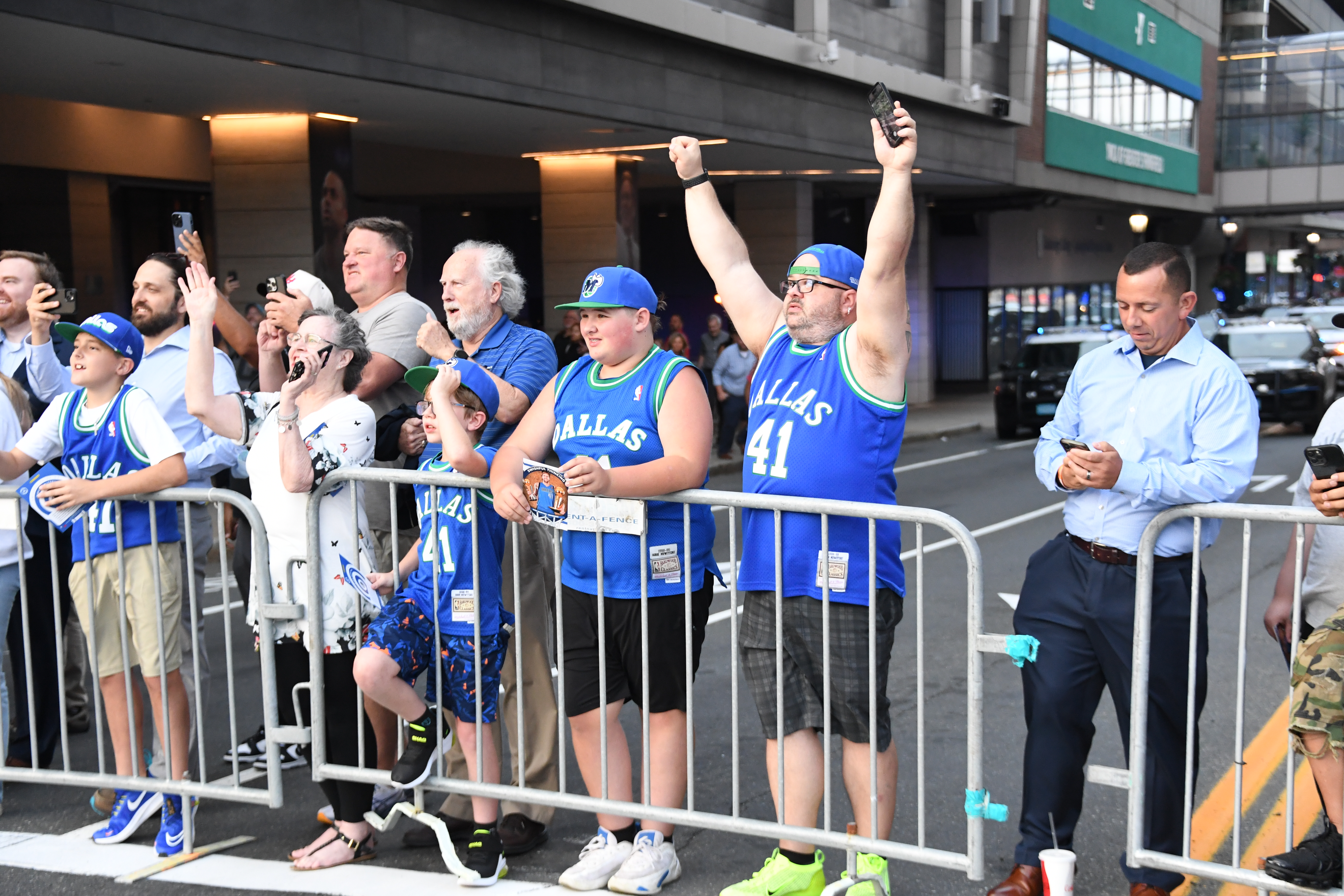 Dallas Mavericks fans look on during the 2023 Basketball Hall of Fame Enshrinement Ceremony on August 12, 2023 at Springfield Marriott in Springfield, Massachusetts.